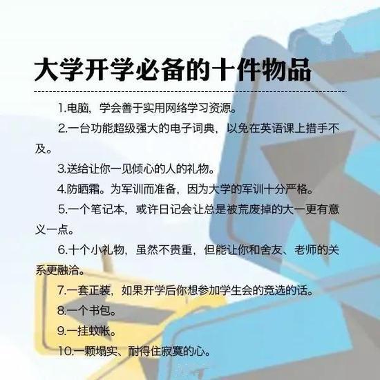 你大學入學是哪一年？你的行李都有些什么？